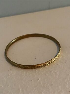 Gold-Tone Textured Girls-Kids Bangle Bracelet